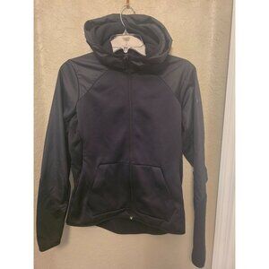 Nike Ladies Therma Zip Triple Black Mixed Media Full Zip Hooded Jacket M